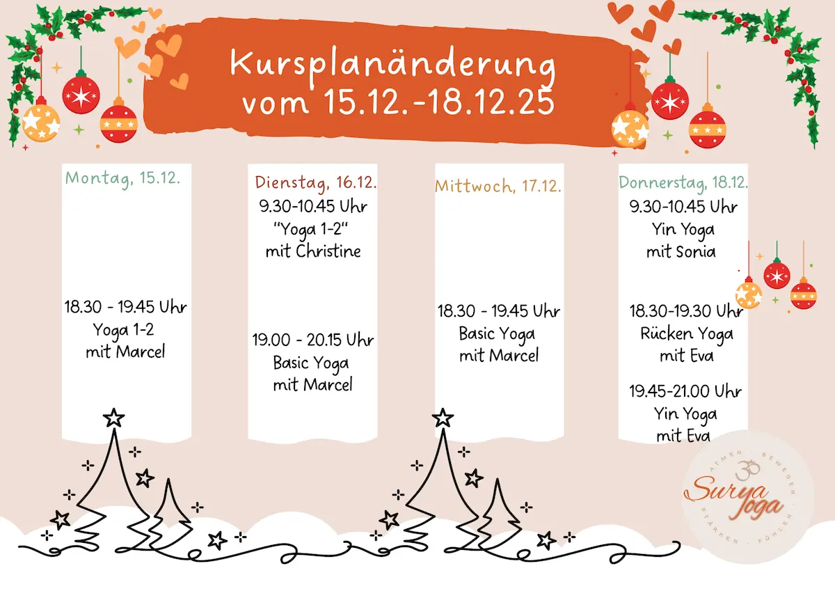 Kursplan vom 15.12. - 18. 12.25